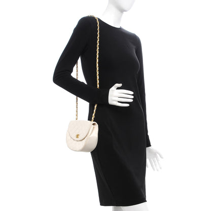 Chanel Lambskin Quilted Small Half Moon Flap Ivory 2 of 13