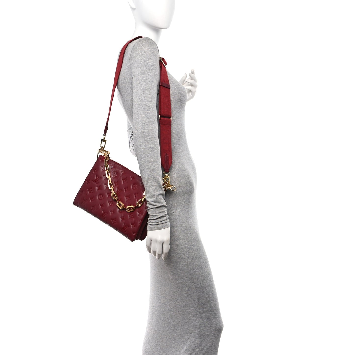 Lambskin Embossed Monogram Coussin PM Wine