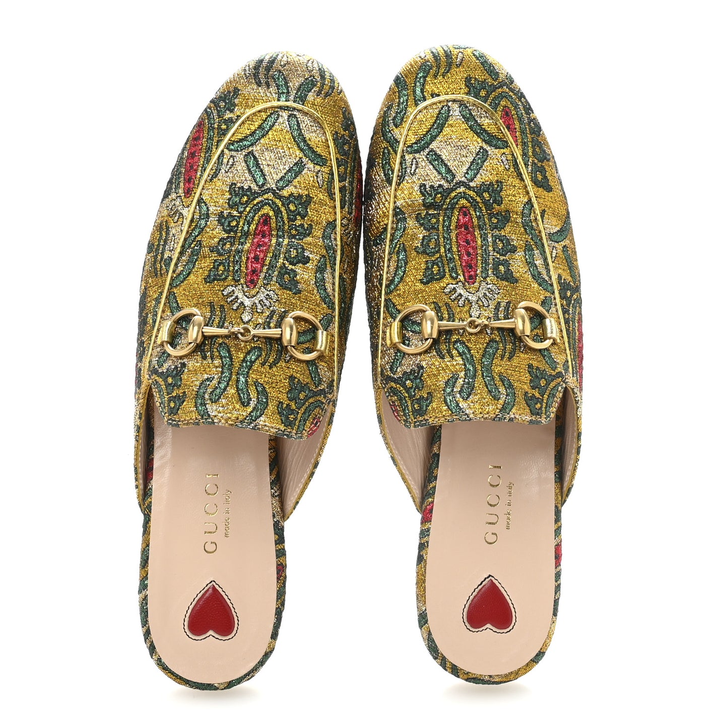 Iridescent Brocade Womens Princetown Slippers 36 Gold Multicolor