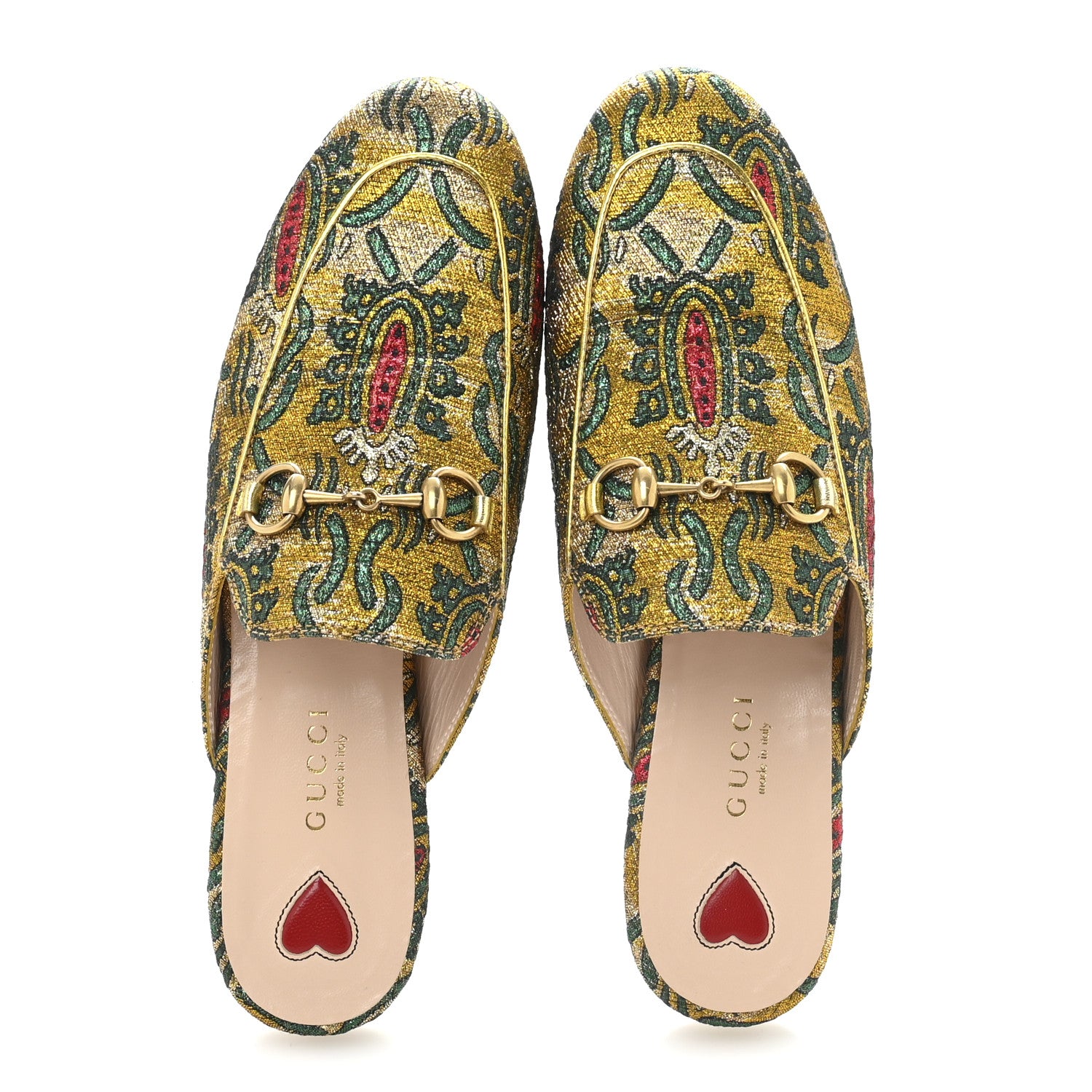 Gucci Iridescent Brocade Womens Princetown Slippers 36 Gold Multicolor 2 of 10