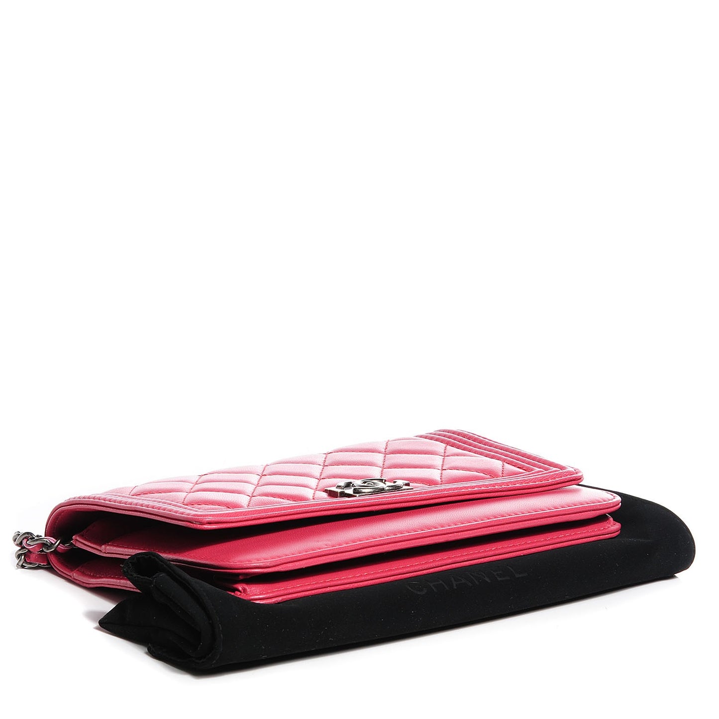 Lambskin Boy Wallet on Chain WOC Pink