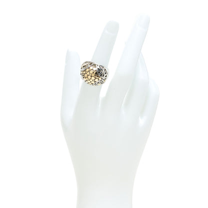 John Hardy Sterling Silver 18K Yellow Gold Bamboo Dot Dome Ring 52 6 2 of 5