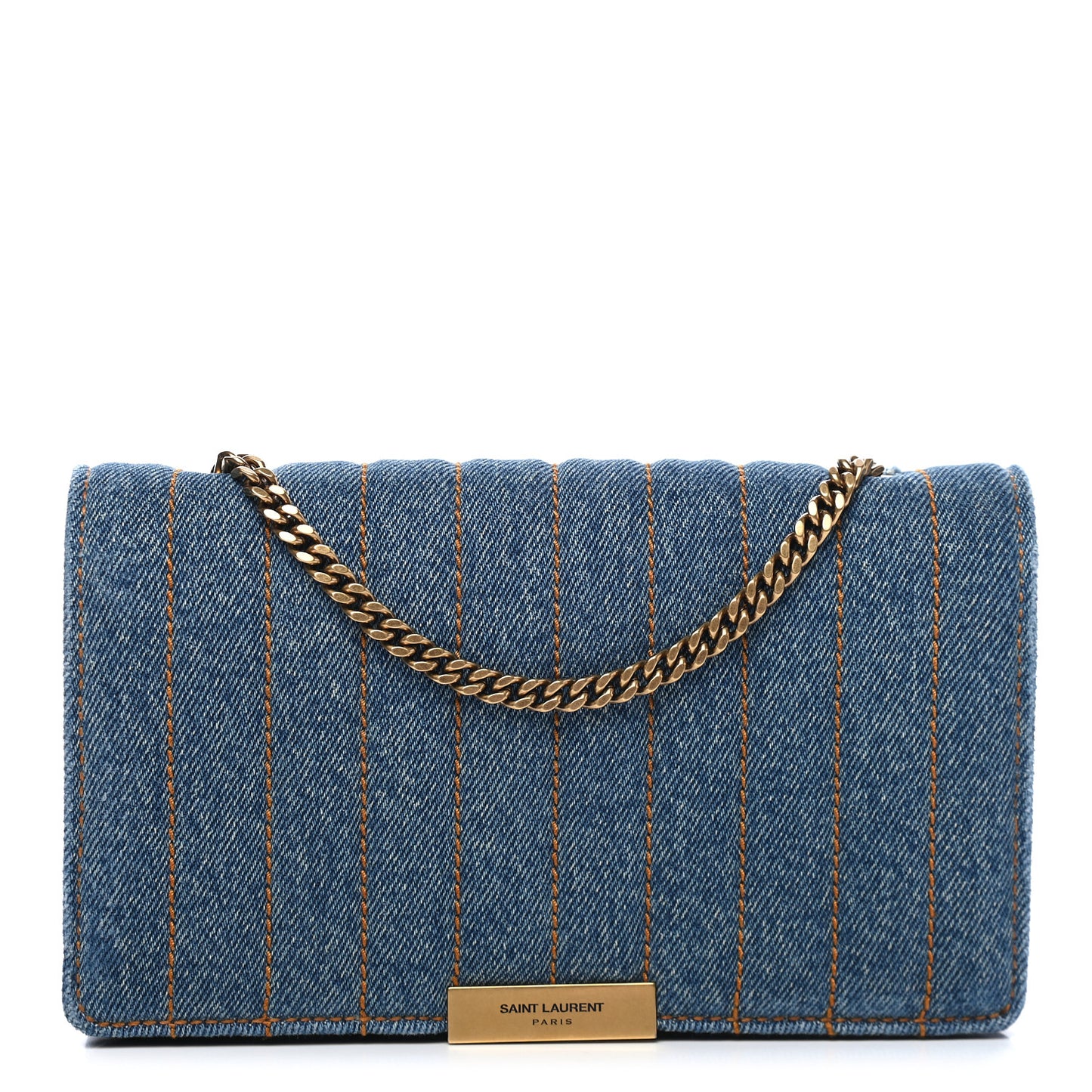 Denim Matelasse Amalia Chain Shoulder Bag Blue