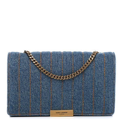 Saint Laurent Denim Matelasse Amalia Chain Shoulder Bag Blue 1 of 9