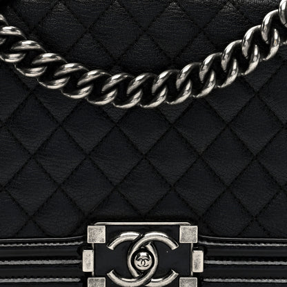 Chanel Goatskin Quilted Patent Medium Duo Boy Flap Black 8 of 10