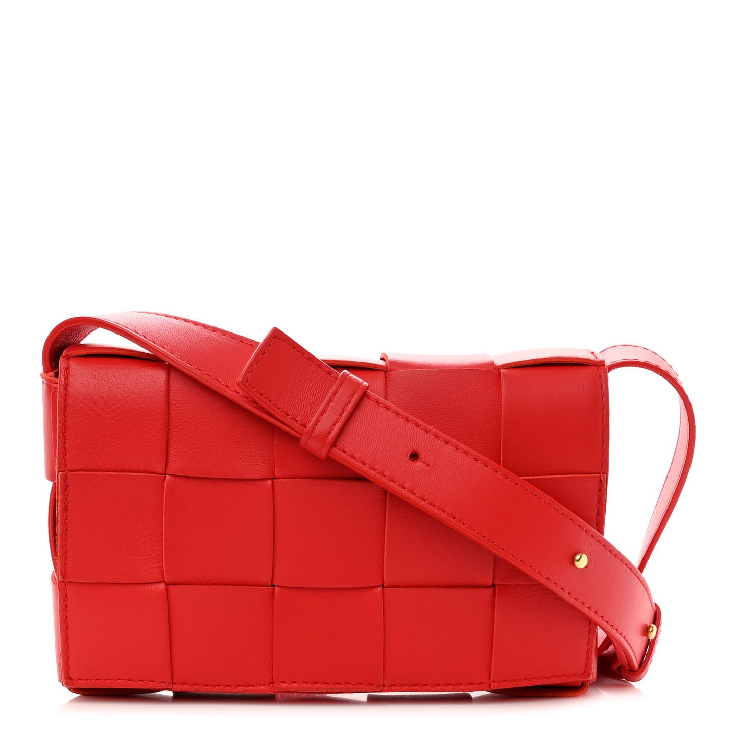 Lambskin Maxi Intrecciato Small Cassette Crossbody Bag Bright Red