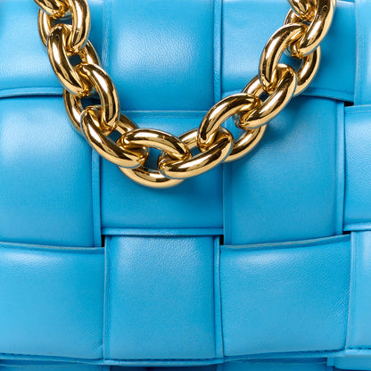 Bottega Veneta Lambskin Maxi Intrecciato Padded Chain Cassette Crossbody Bag Swimming Pool 10 of 13