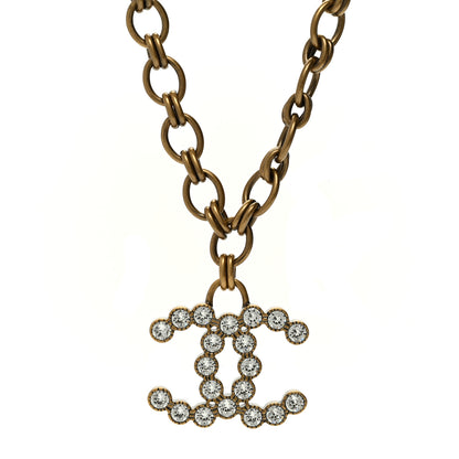 Chanel Crystal Chain Link CC Necklace Gold 1 of 6