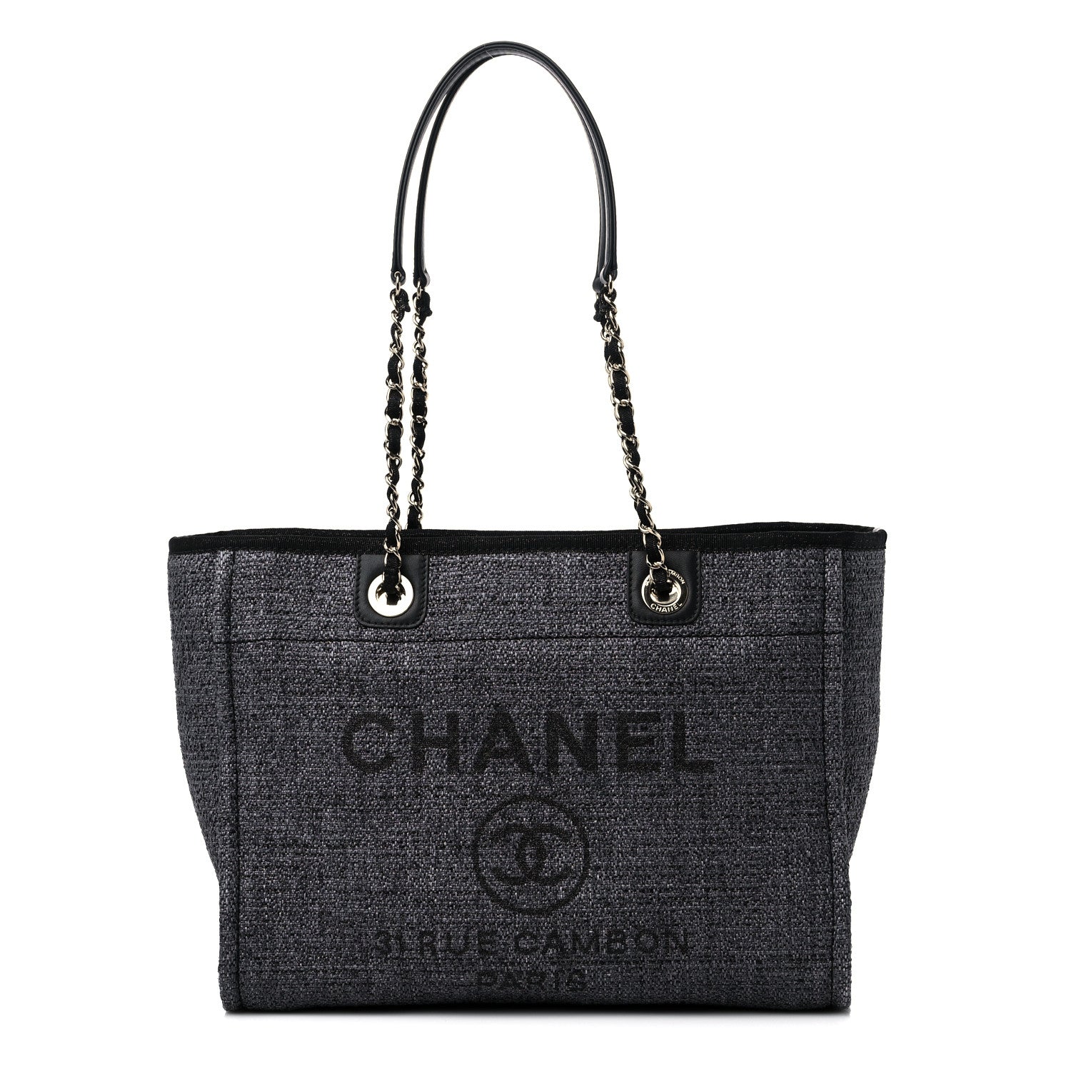 Chanel Lurex Boucle Small Deauville Tote Black 1 of 10