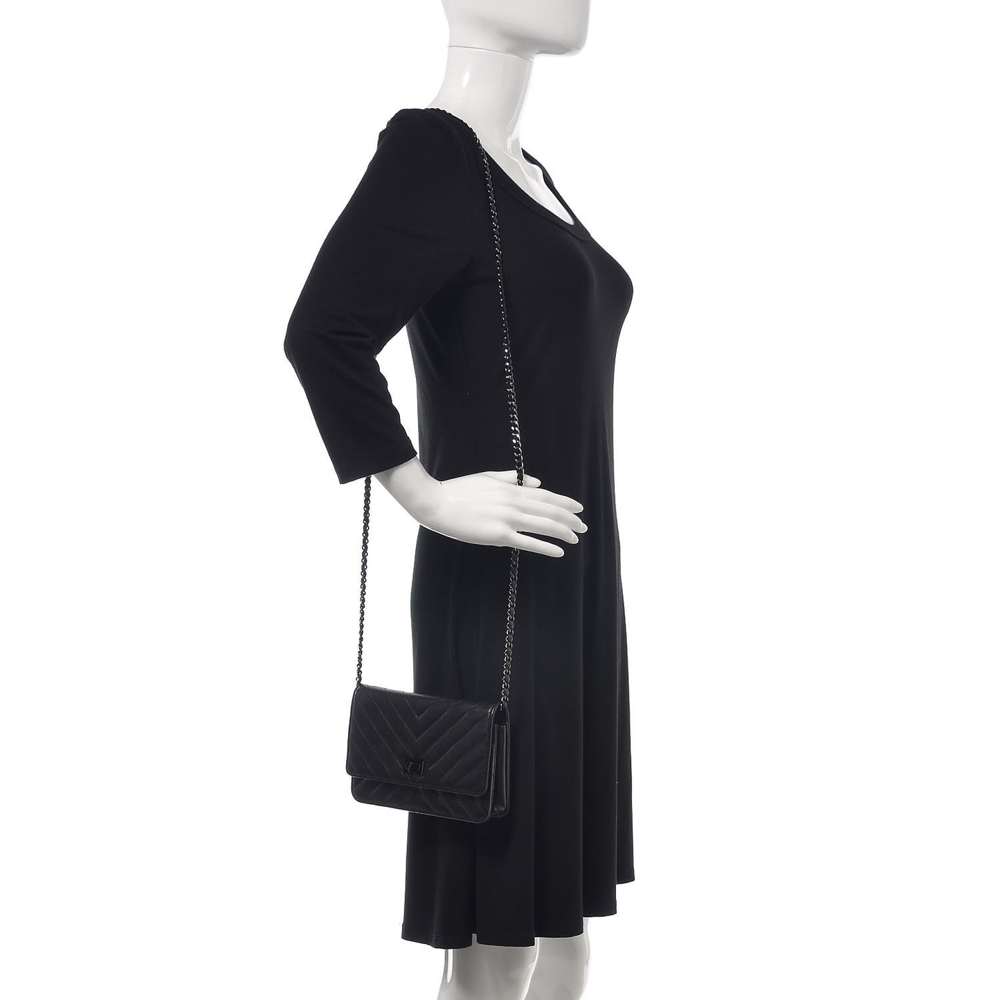Sheepskin Chevron Reissue Wallet On Chain WOC So Black
