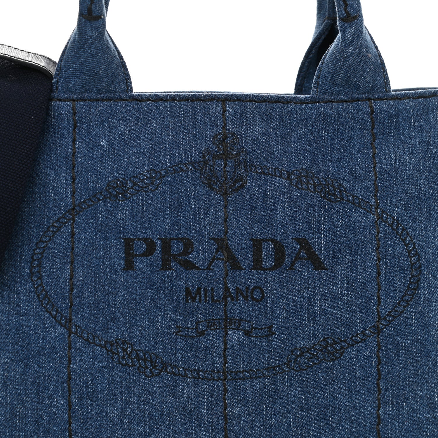 Prada Denim Small Logo Tote Bleu 8 of 10