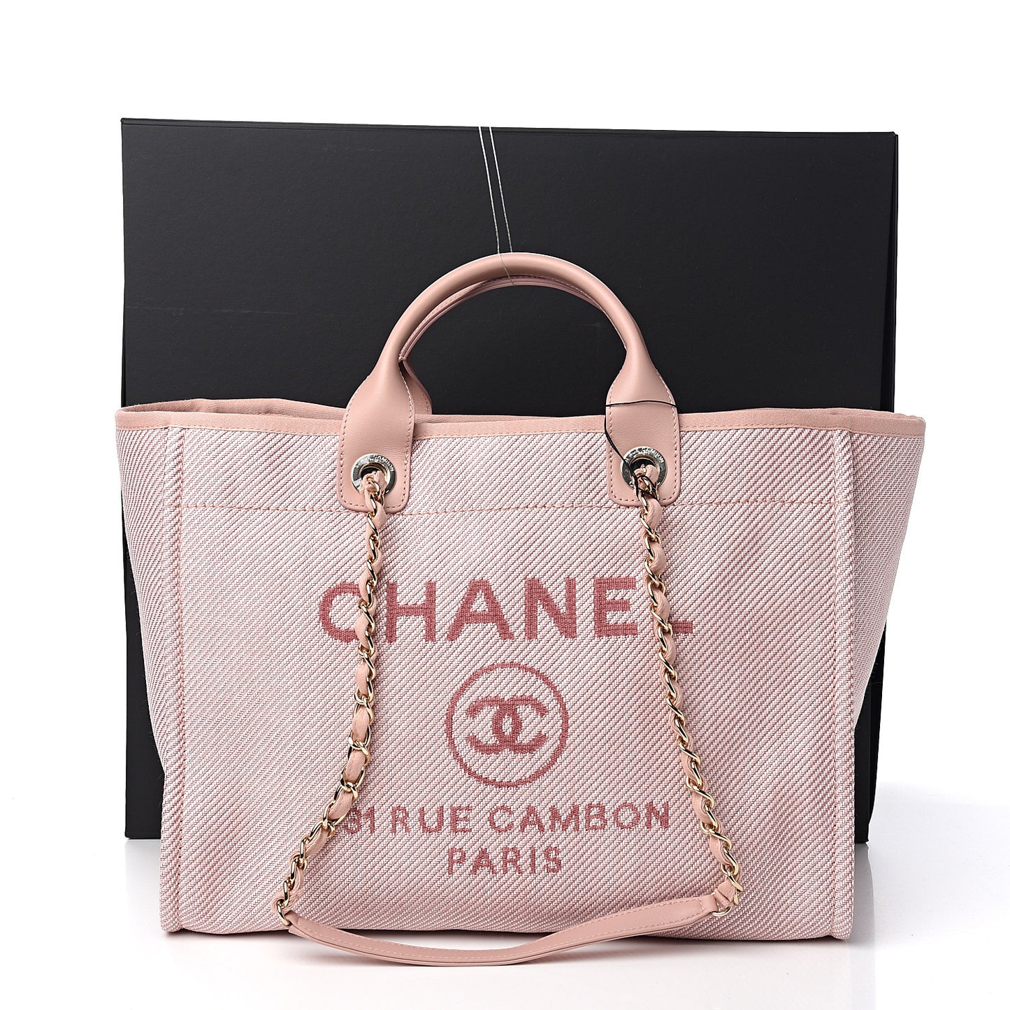 Mixed Fibers Calfskin Medium Deauville Tote Rose Pink