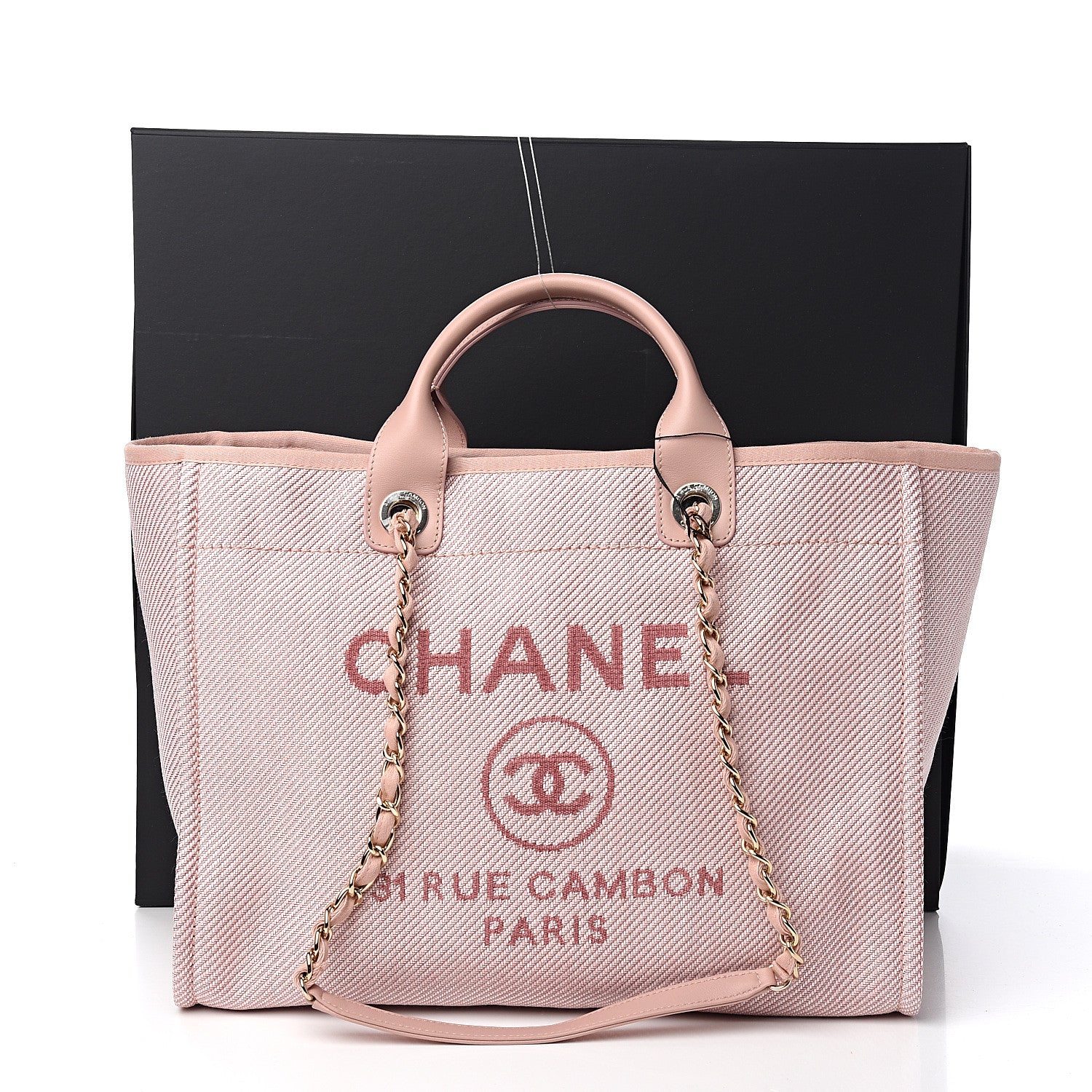Chanel Mixed Fibers Calfskin Medium Deauville Tote Rose Pink 10 of 10