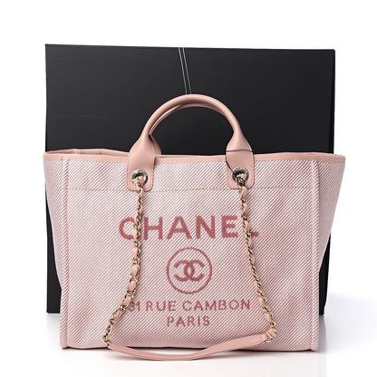 Chanel Mixed Fibers Calfskin Medium Deauville Tote Rose Pink 10 of 10