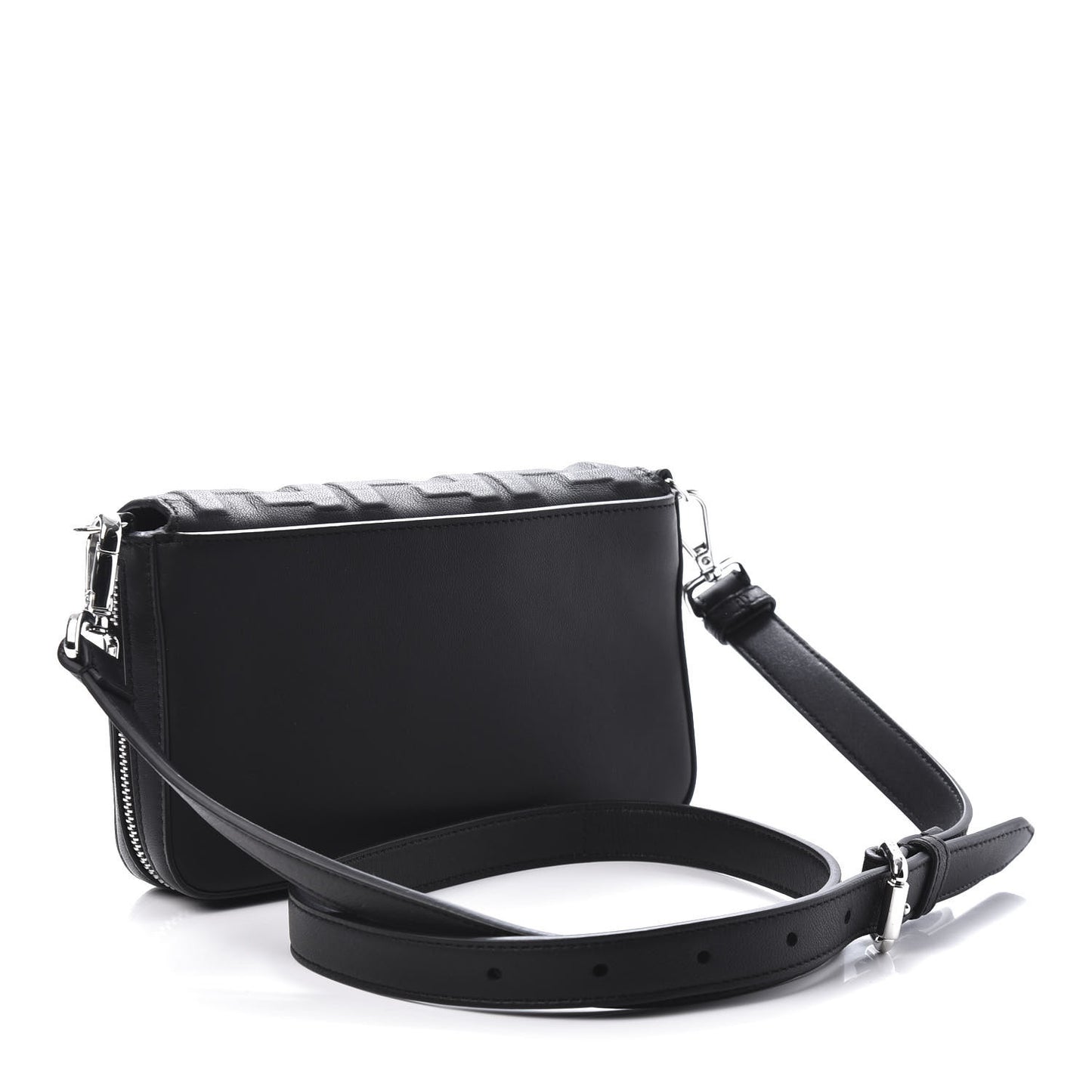 Nappa FF 1974 Embossed Mini Expandable Flap Bag Black