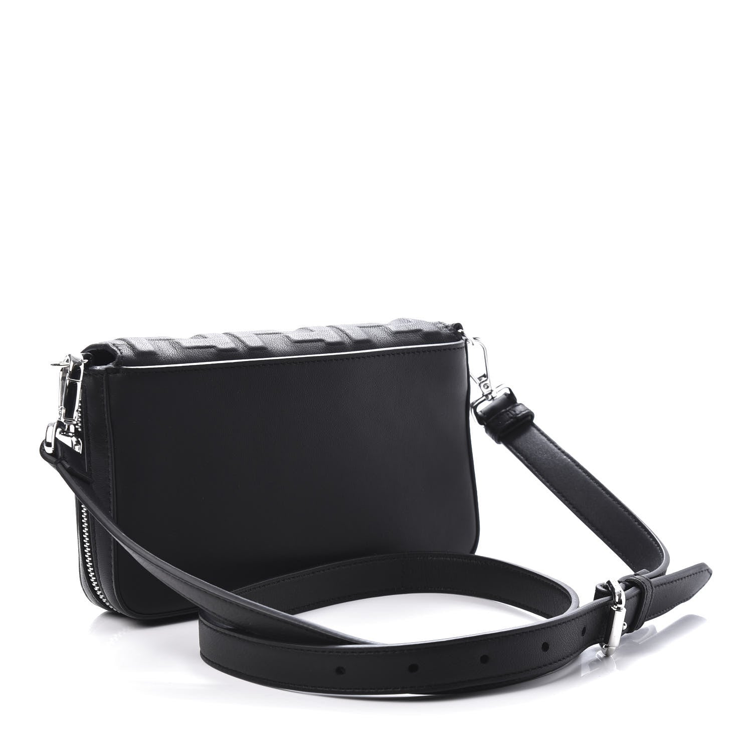 Fendi Nappa FF 1974 Embossed Mini Expandable Flap Bag Black 3 of 10
