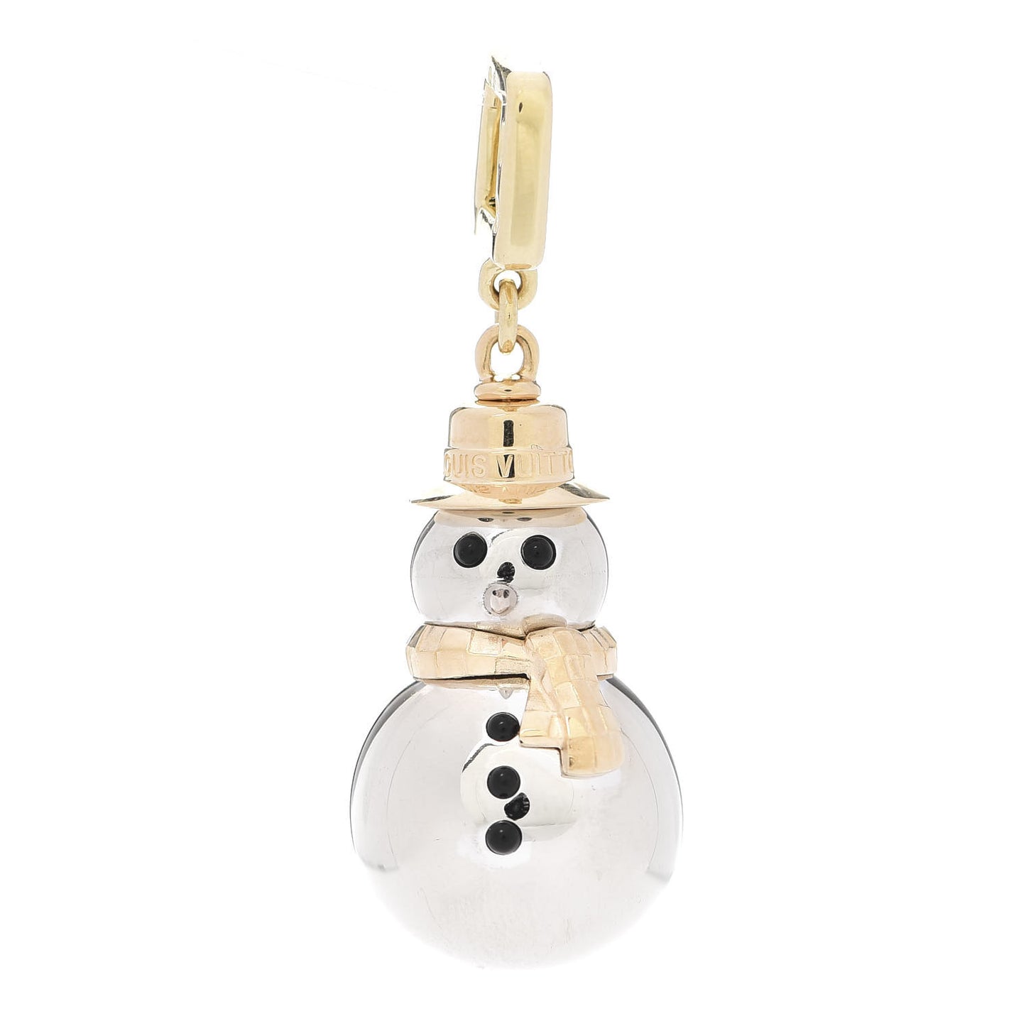 18K Yellow Pink White Gold Black Onyx Snowman Charm Pendant
