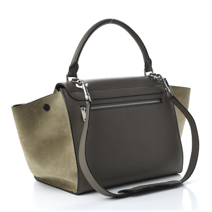 Celine Drummed Calfskin Suede Medium Trapeze Souris 3 of 10