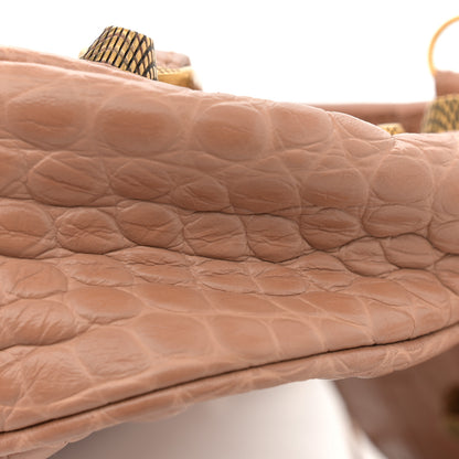 Balenciaga Extra Supple Calfskin Crocodile Embossed Le Cagole Shoulder Bag XS Nude Beige 12 of 12