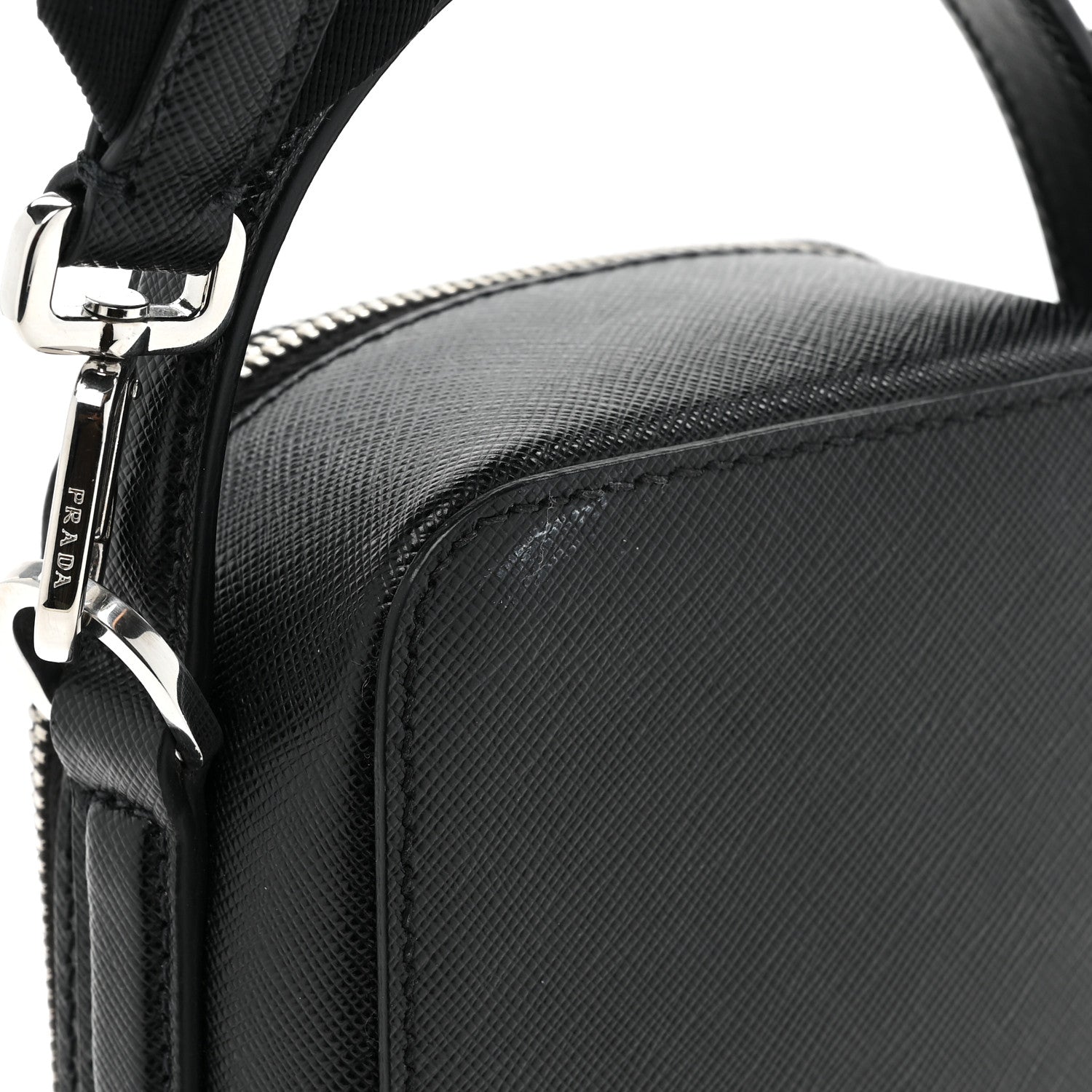 Prada Saffiano Travel Brique Crossbody Messenger Bag Black 9 of 9