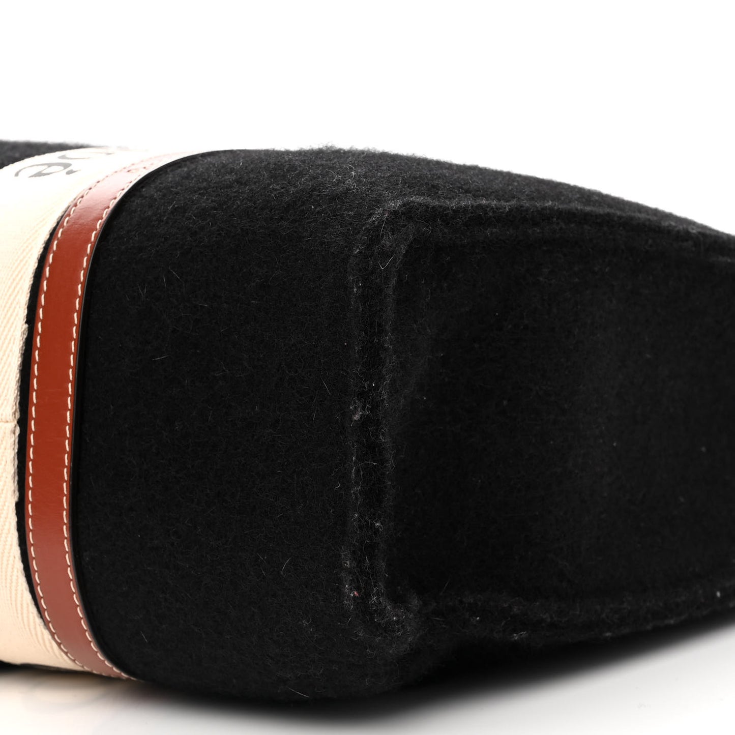 Felt Calfskin Large Woody Ribbon Tote Black