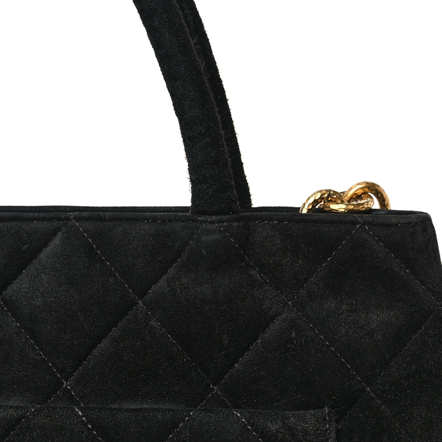 Suede Quilted Medallion Tote Black