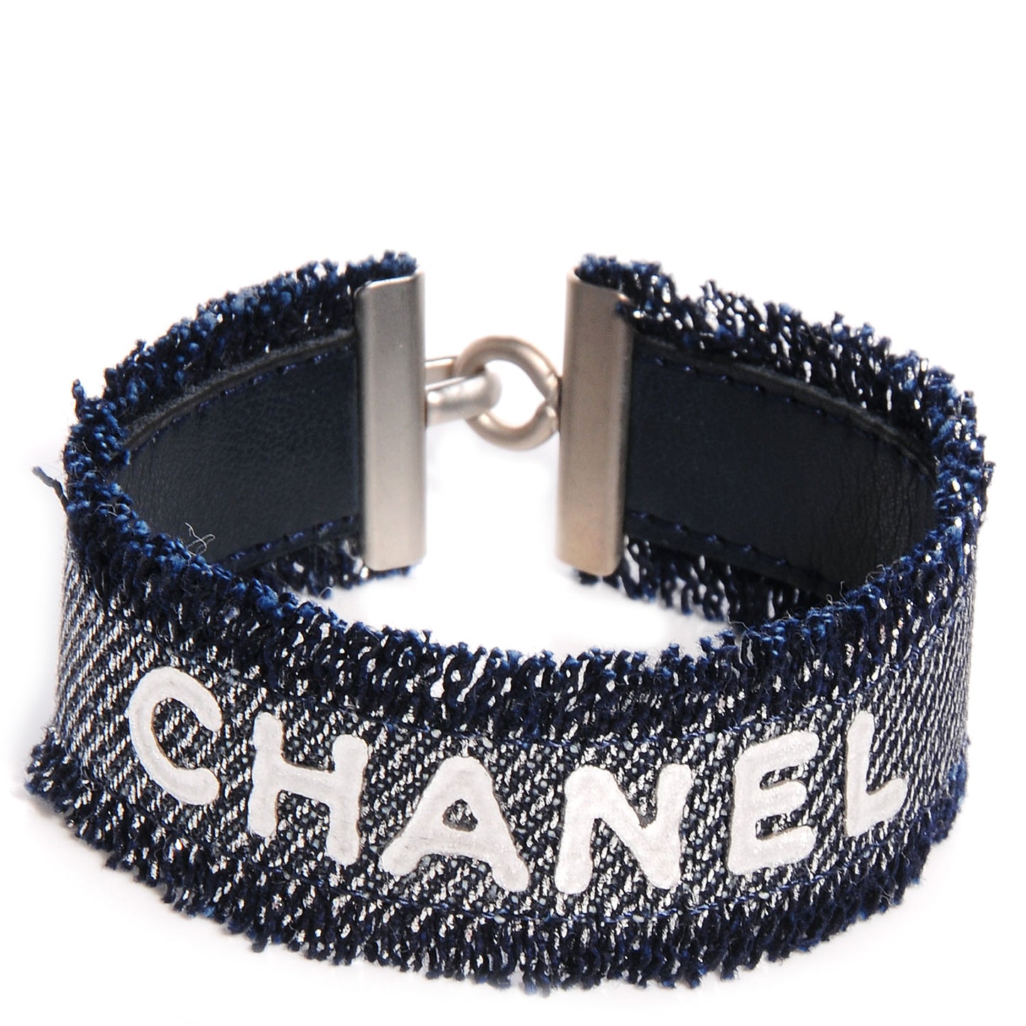 Denim Fringe Cuff Blue White