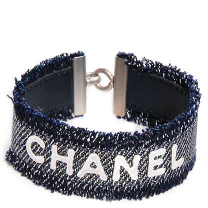 Chanel Denim Fringe Cuff Blue White 1 of 4
