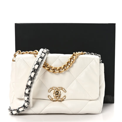Chanel Shiny Crumpled Calfskin Quilted Medium Chanel 19 Flap White 11 of 11