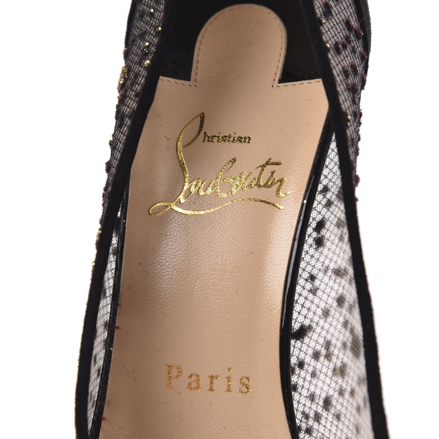 Christian Louboutin Tulle Glitter Follies Lace 100 Pumps 37.5 Black 6 of 9