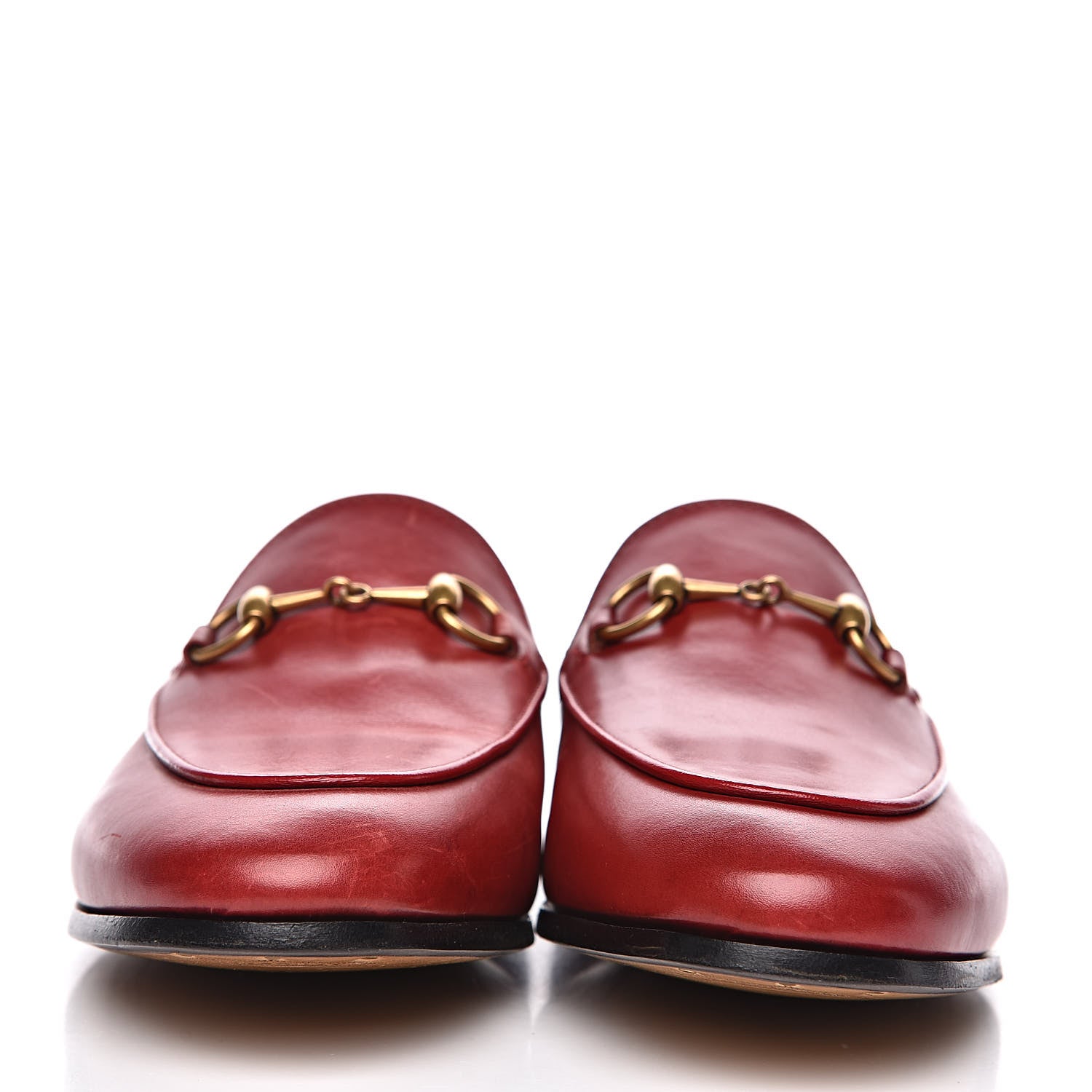 Gucci Calfskin Womens Jordaan Loafers 37 Hibiscus Red 2 of 13