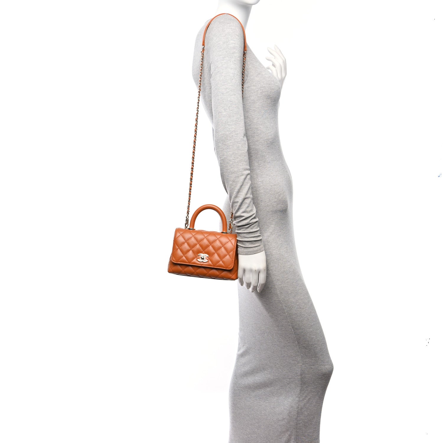 Chanel Caviar Quilted Extra Mini Coco Handle Flap Light Brown 2 of 13