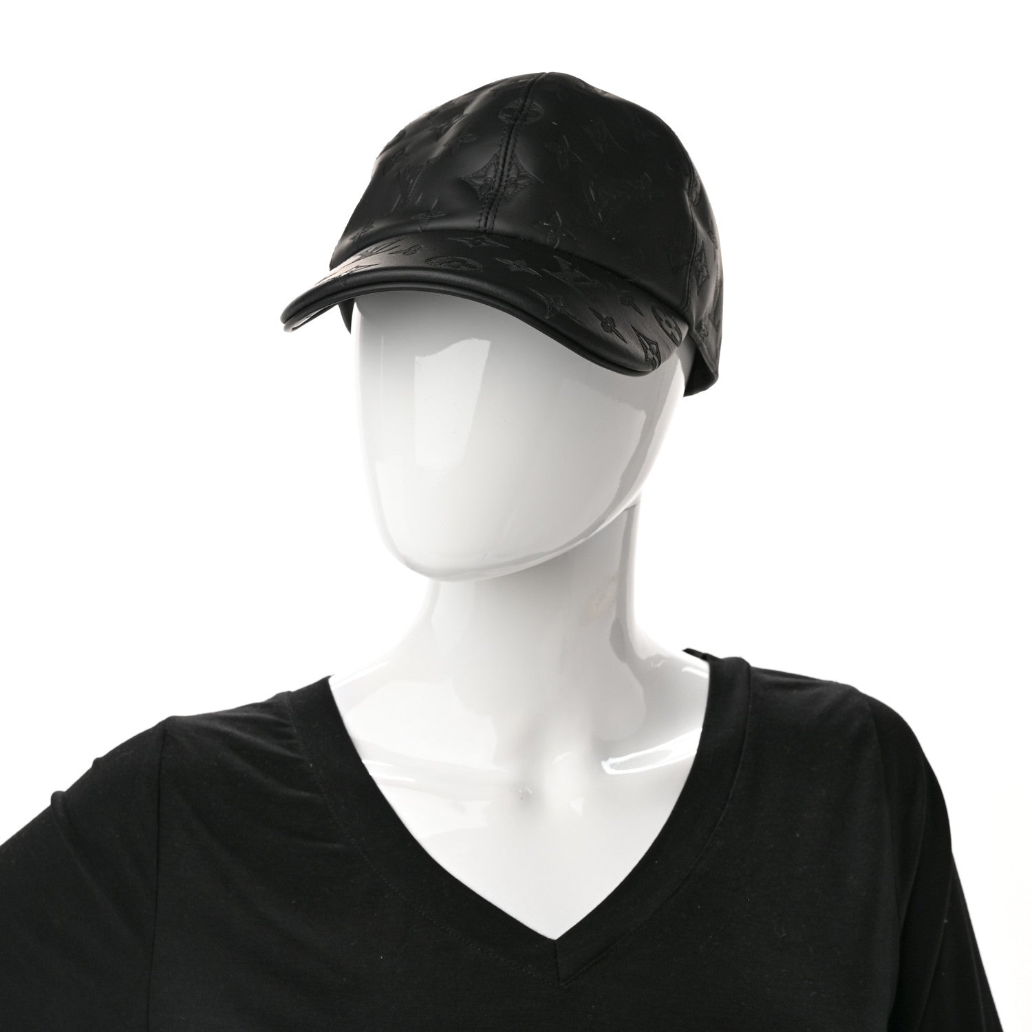 Louis Vuitton Calfskin Monogram Shadow Baseball Cap 60 Black 2 of 12