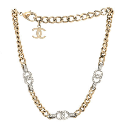 Chanel Crystal CC Chain Links Choker Necklace Gold 3 of 5