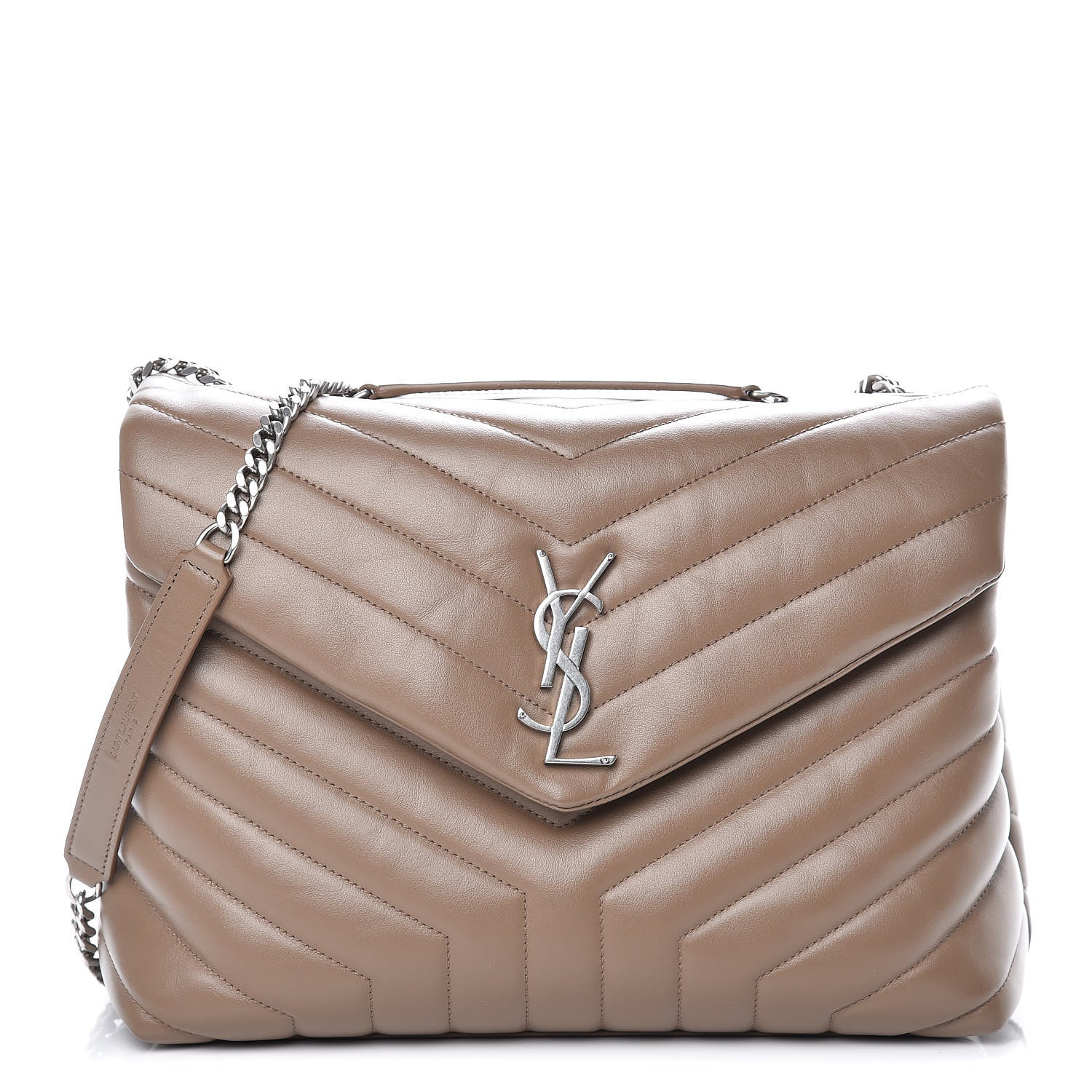 Saint Laurent Calfskin Y Quilted Monogram Medium Loulou Chain Satchel Desert Storm 1 of 10