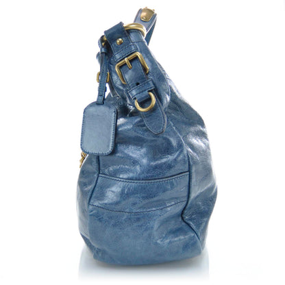 Prada Vitello Shine Hobo Denim 6 of 14
