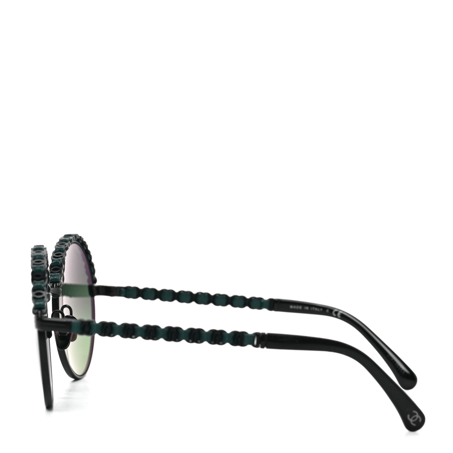 Chanel Metal Calfskin Round Chain Sunglasses 4265-Q Black 3 of 7