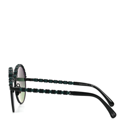 Chanel Metal Calfskin Round Chain Sunglasses 4265-Q Black 3 of 7