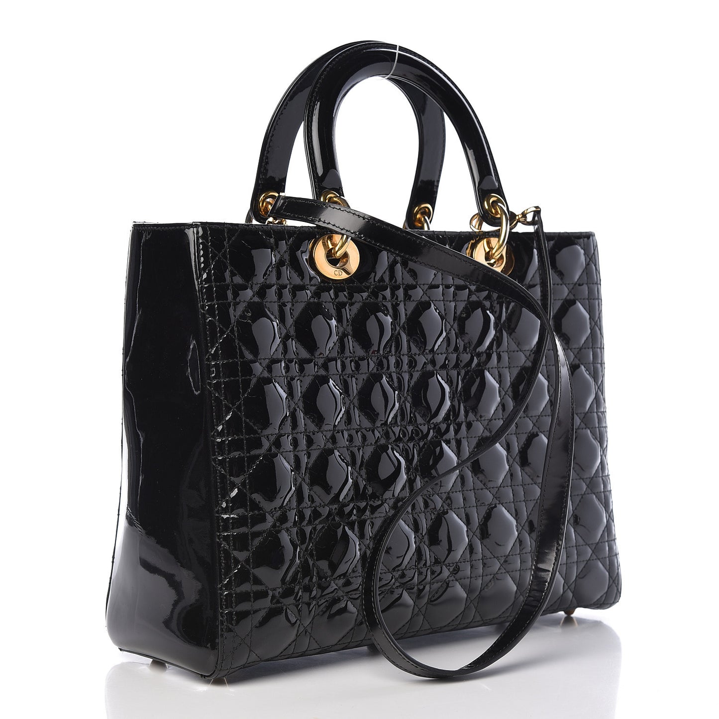 Patent Cannage Large Lady Dior Black