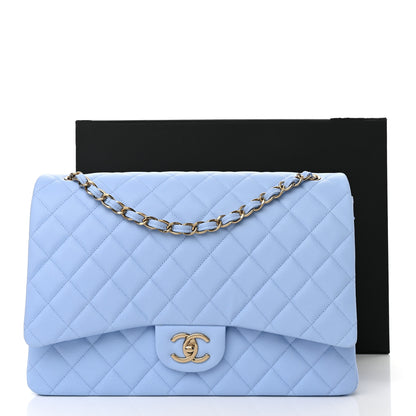 Chanel Caviar Quilted Maxi Double Flap Light Blue 11 of 11