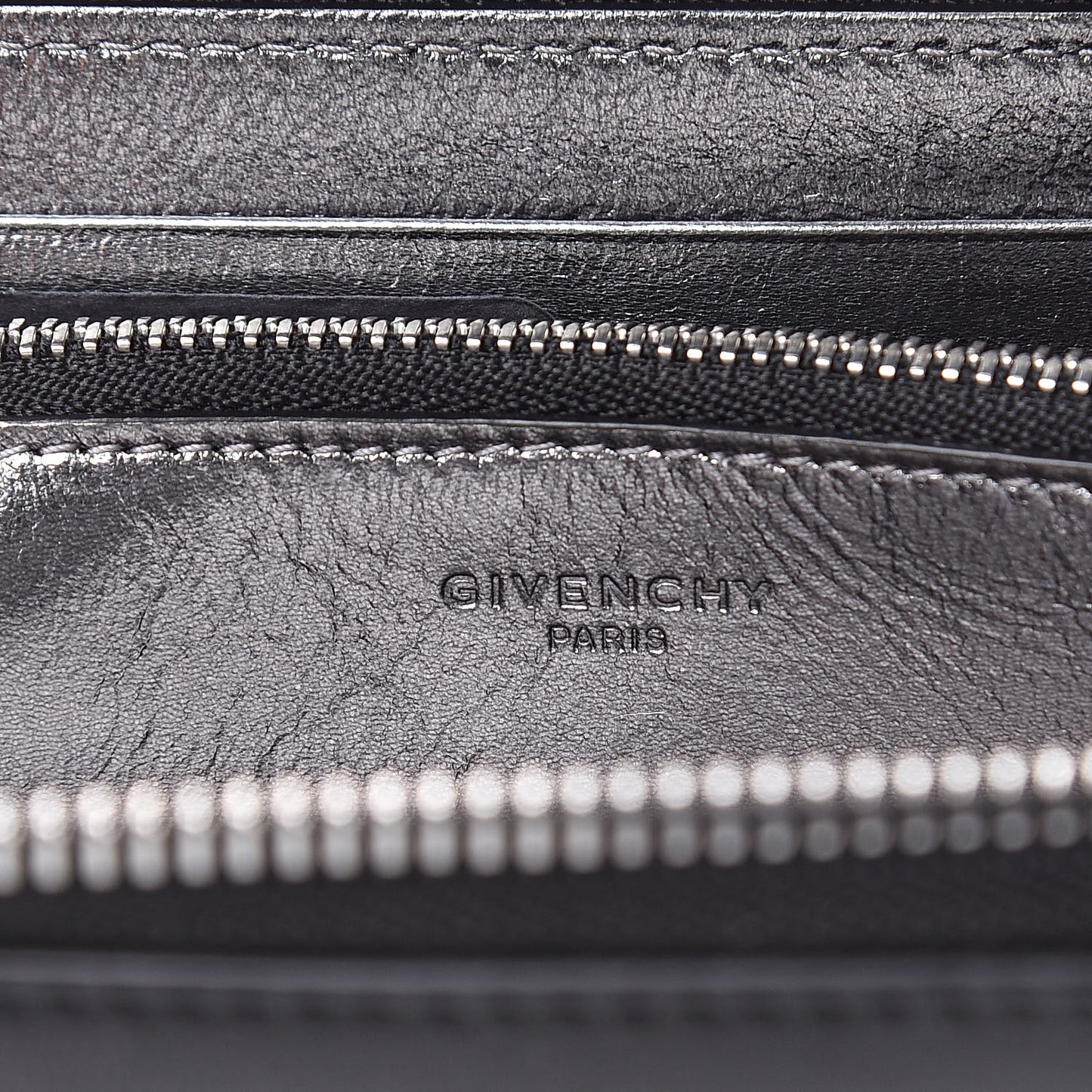 Lambskin Logo Zip Around Wallet Black