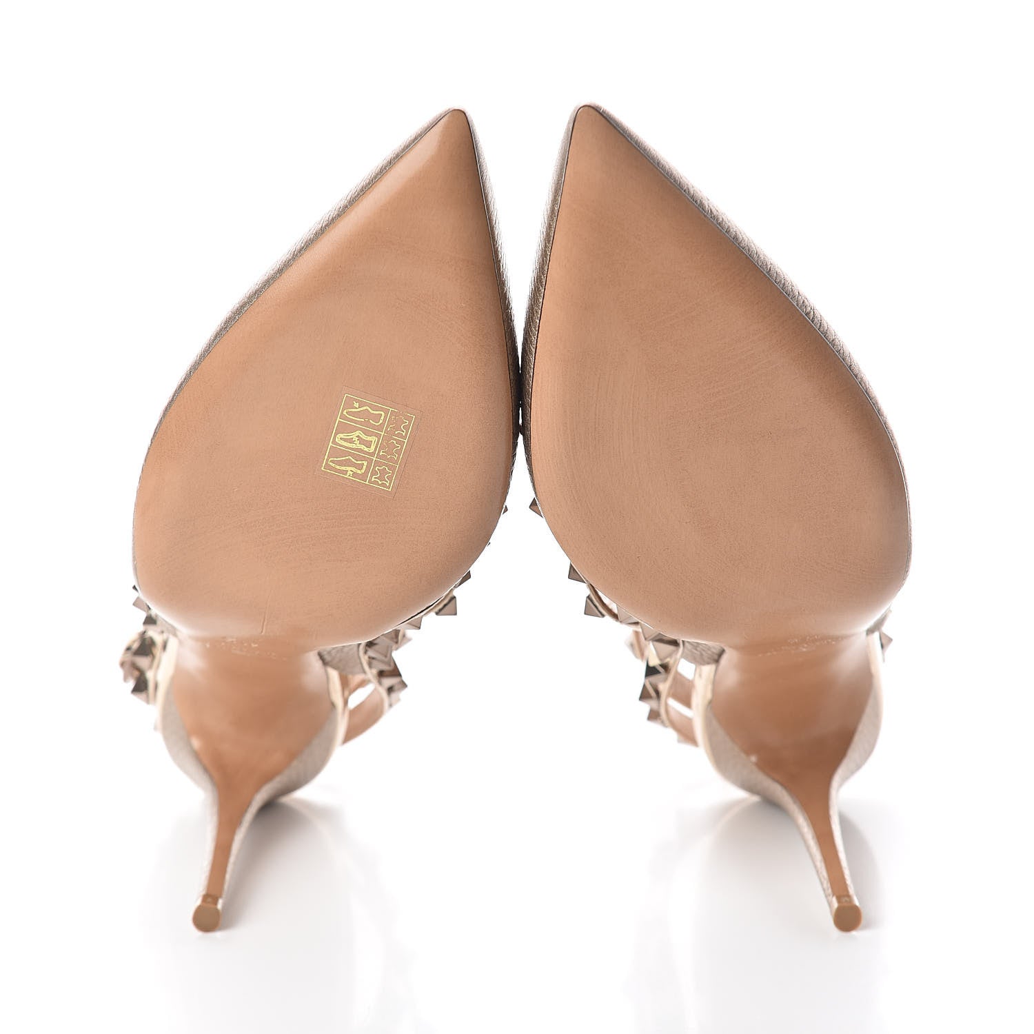 Valentino Garavani Metallic Pebbled Calfskin Patent Rockstud Ankle Strap 100mm Pumps 41.5 Skin 7 of 7