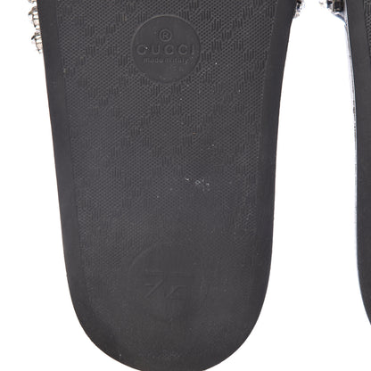 Gucci Calfskin Crystal Embellished Web Slide Sandals 39 Blue Red 8 of 15