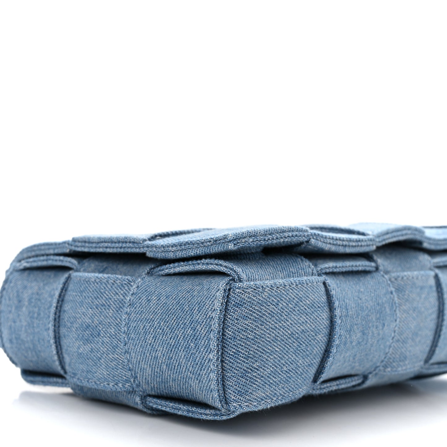 Denim Maxi Intrecciato Cassette Crossbody Bag Blue