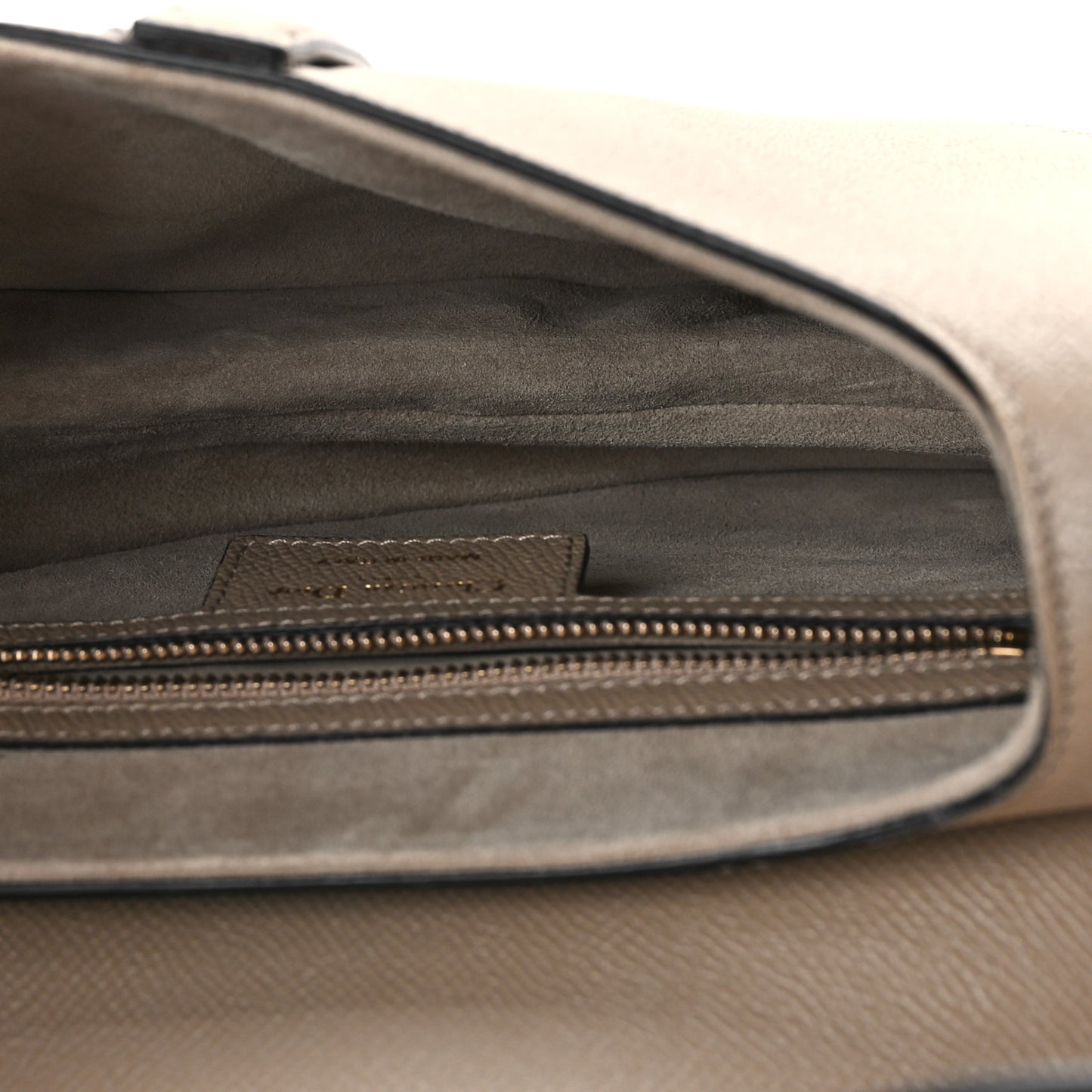 Grained Calfskin Saddle Bag With Strap Warm Taupe