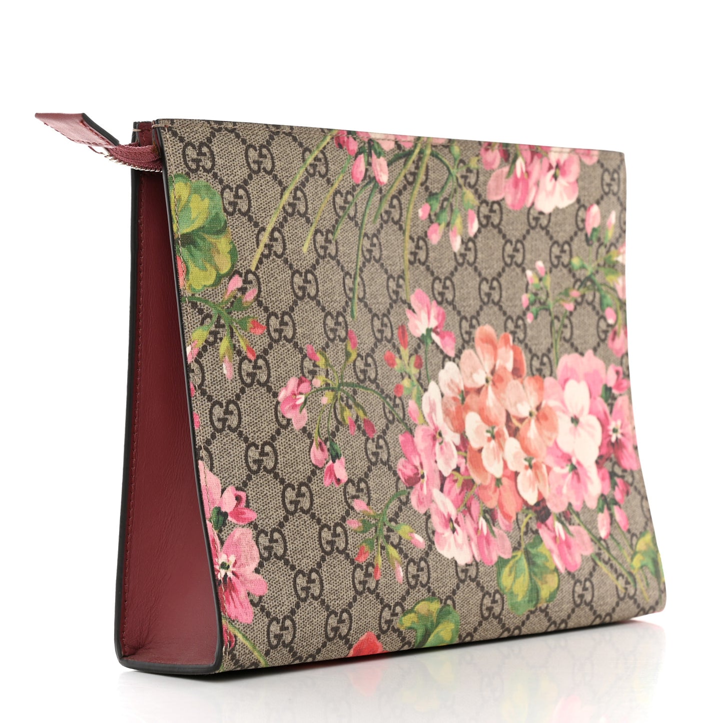 GG Supreme Monogram Blooms Large Cosmetic Case Beige Multicolor Dry Rose