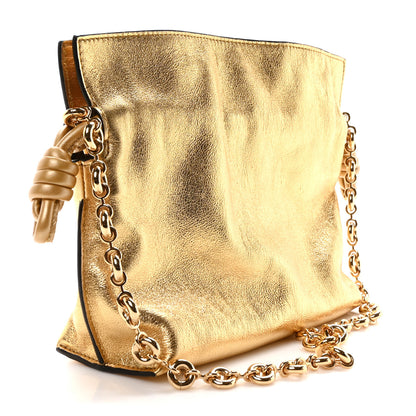Loewe Metallic Calfskin Mini Chain Flamenco Knot Clutch Gold 3 of 9