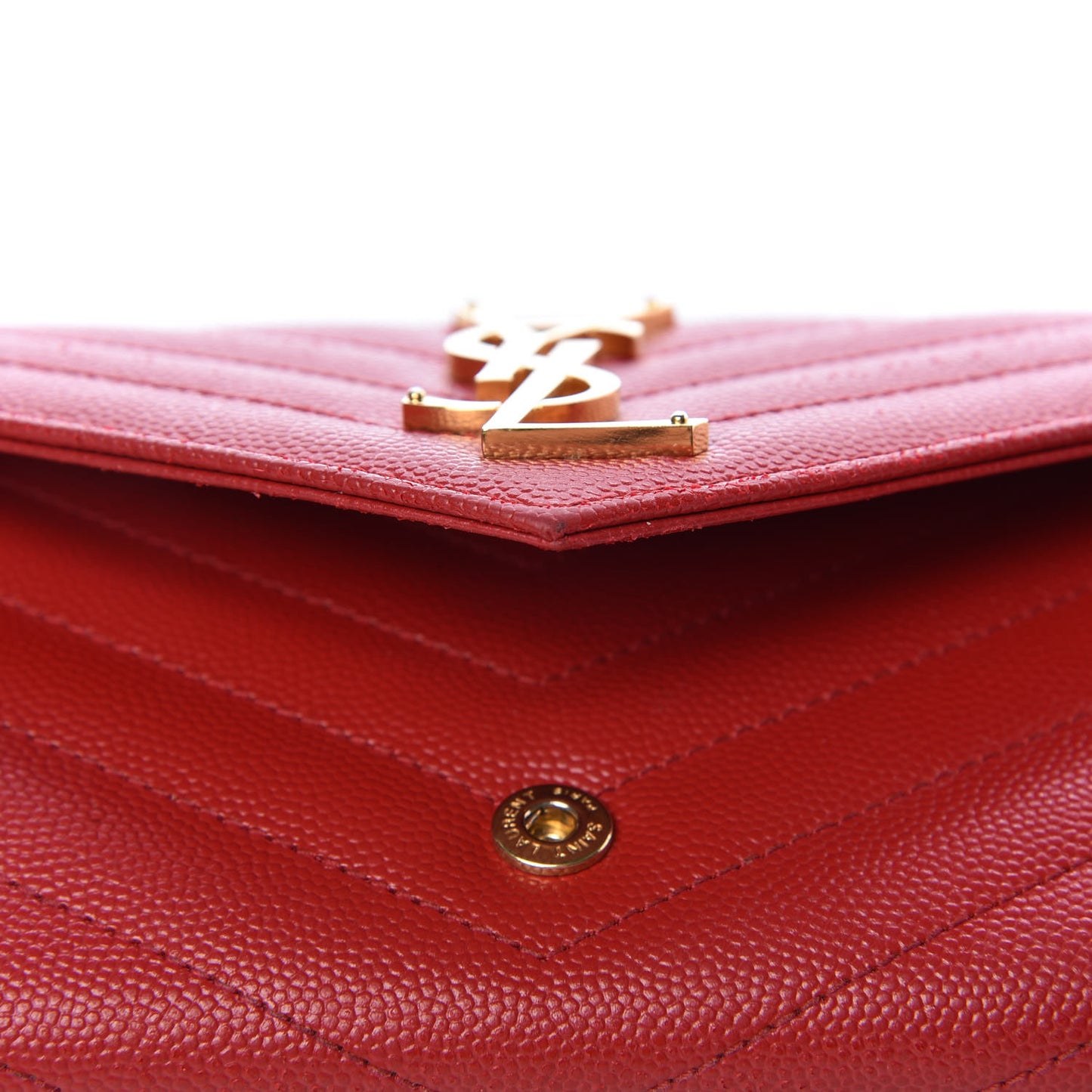 Grain De Poudre Matelasse Chevron Monogram Flap Wallet Red