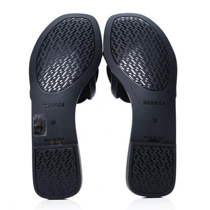 Hermes Rubber Aloha Sandals 38 Black 4 of 5