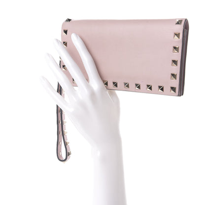 Valentino Garavani Calfskin Rockstud Wristlet Wallet Water Rose 2 of 6